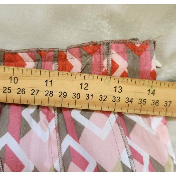Vintage Y2K Chadwicks‎ Maxi Skirt Size 8 Cotton Geometric Pink Tan Piping - Picture 5 of 6